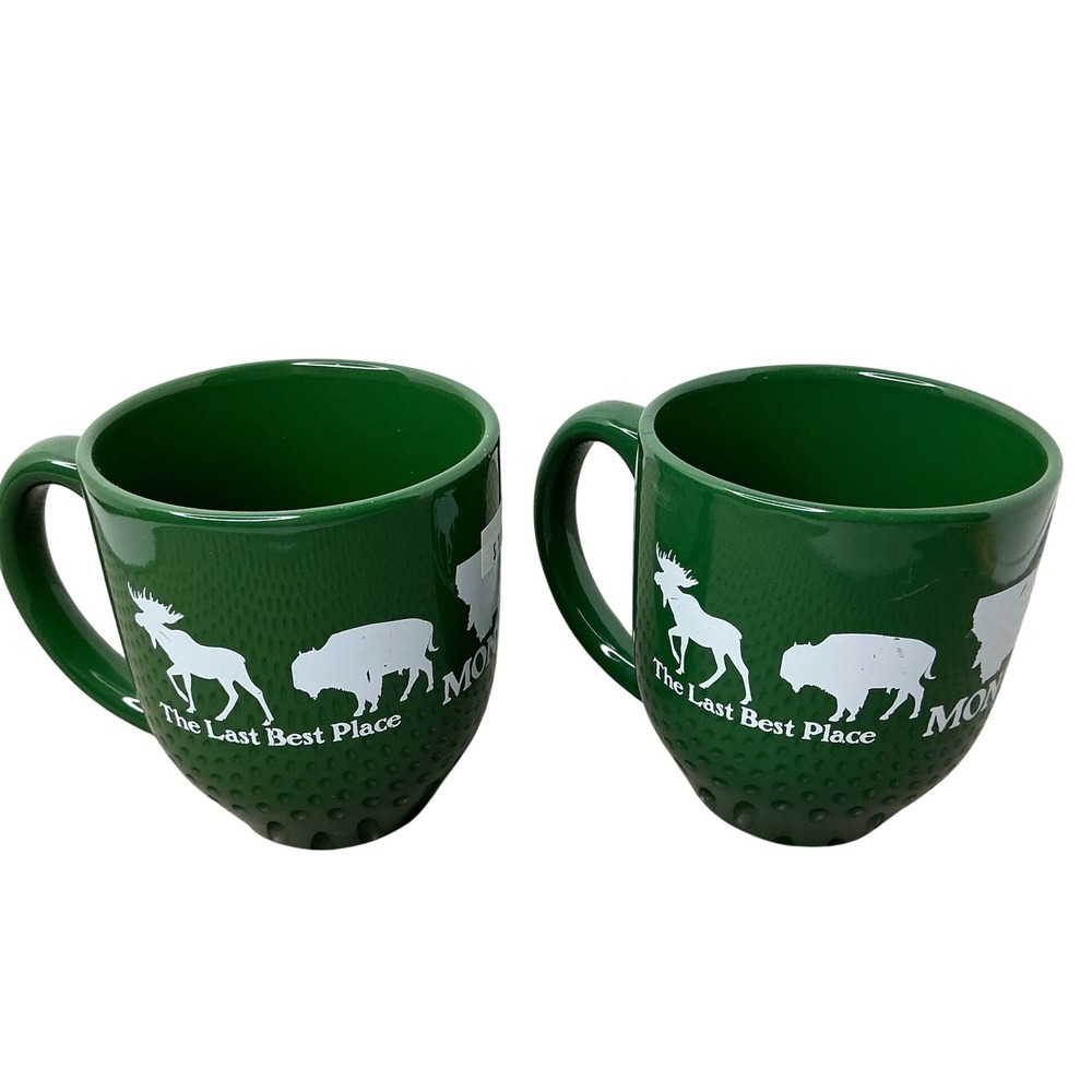Montana Coffee Mugs Set of 2 Green Big Sky Country The Last Best Place Wildlife